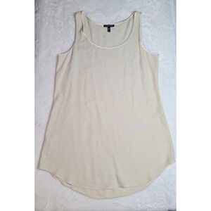 Eileen Fisher Silk Tank Top Cream Scoop Neck High Low Hem XS
